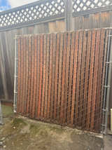 Chain Link Fence Gate with Redwood Slats - Image 1