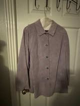 Dusty Blue Faux Suede Button Down Jacket - Image 1