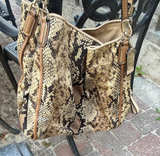Coach Python Print Leather Hobo Bag - Image 1