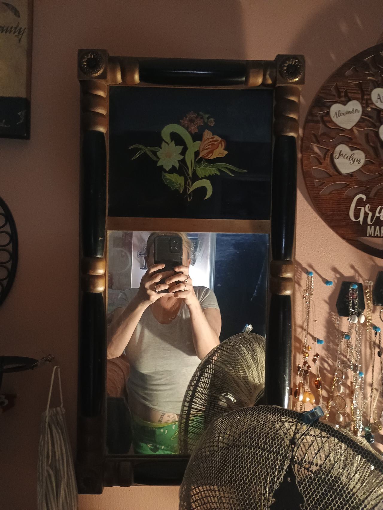 Antique Federal Style Reverse Painted Pier Mirror