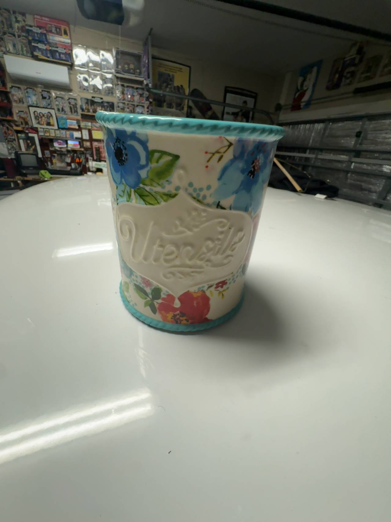 The Pioneer Woman Melody Stoneware Utensil Holder Turquoise Blue