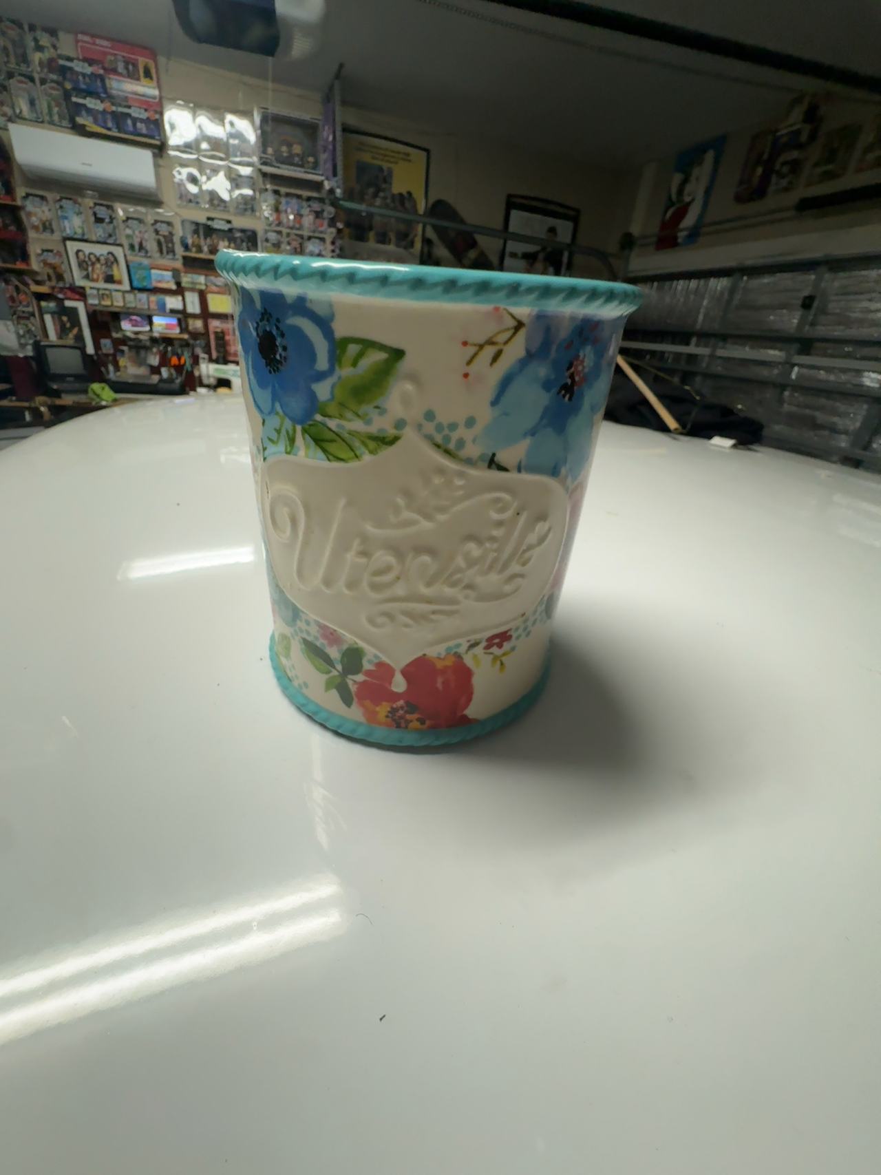 The Pioneer Woman Melody Stoneware Utensil Holder Turquoise Blue