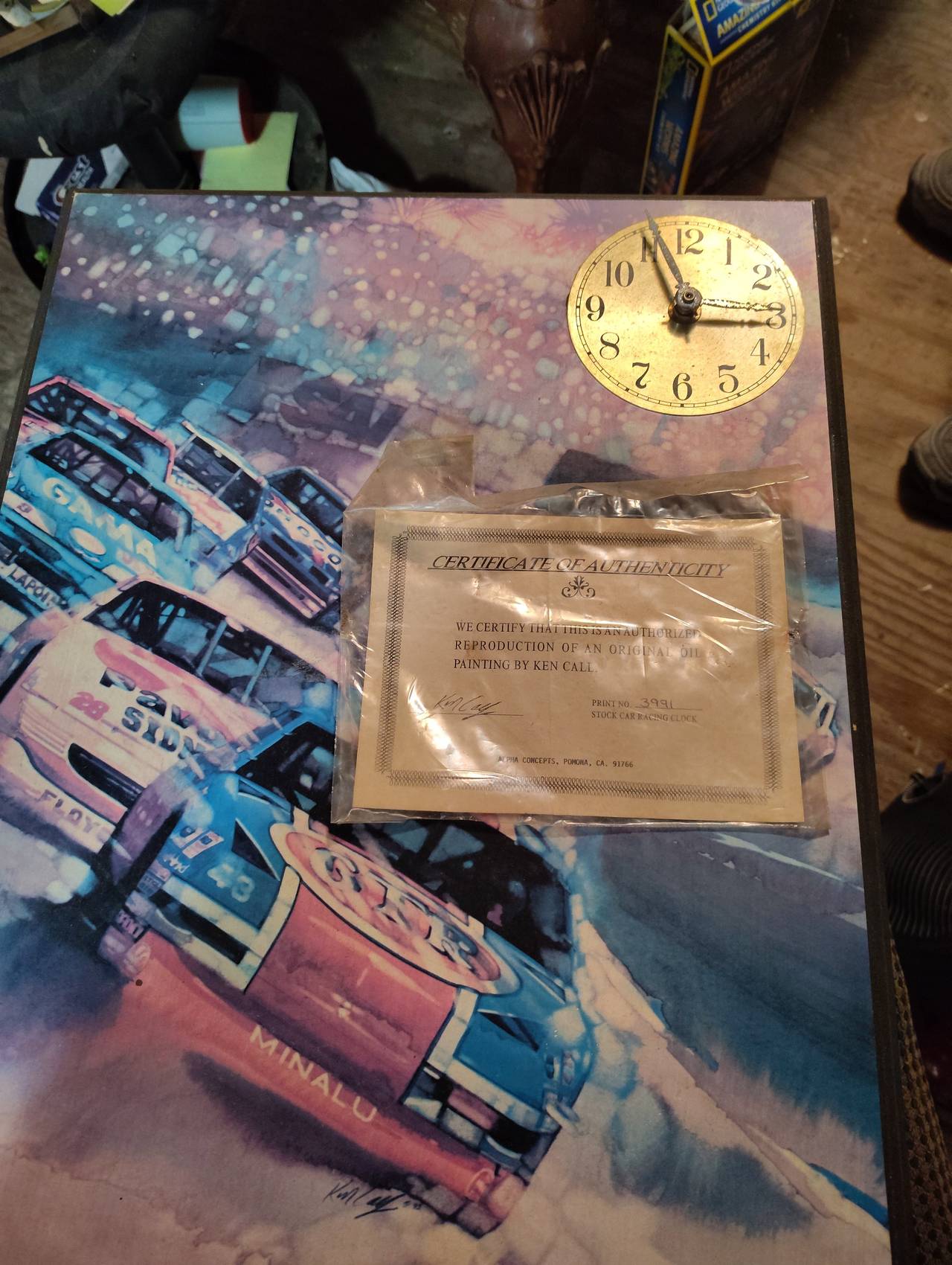 Alpha Concepts Ken Call Stock Car Racing Clock with authenticity papers .