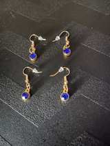 Gold Tone Dangle Earrings with Purple Gemstone - Image 6