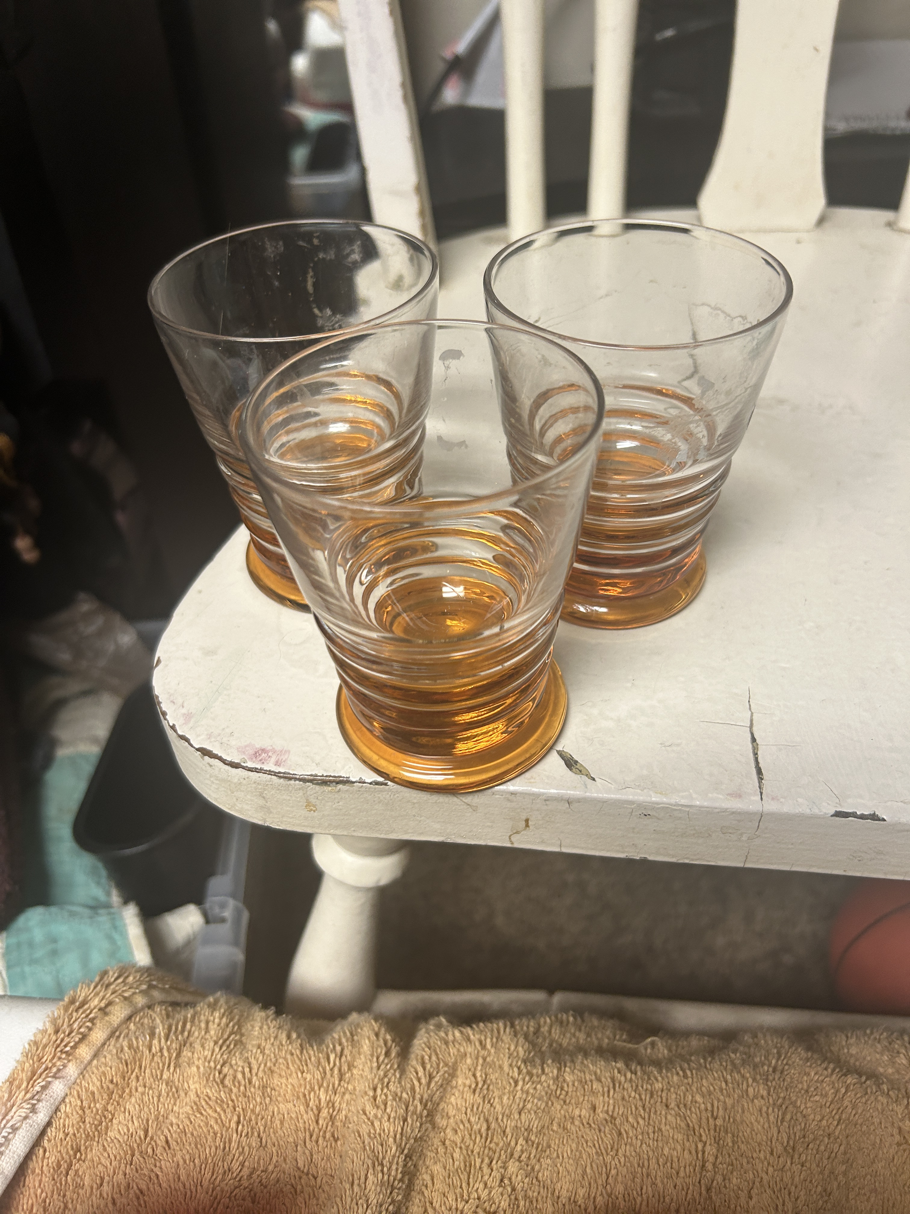 Vintage Amber Bottom Shot Glasses