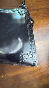 Y2K Via Spiga Black Patent Leather Brogue Shoulder Bag - Image 5