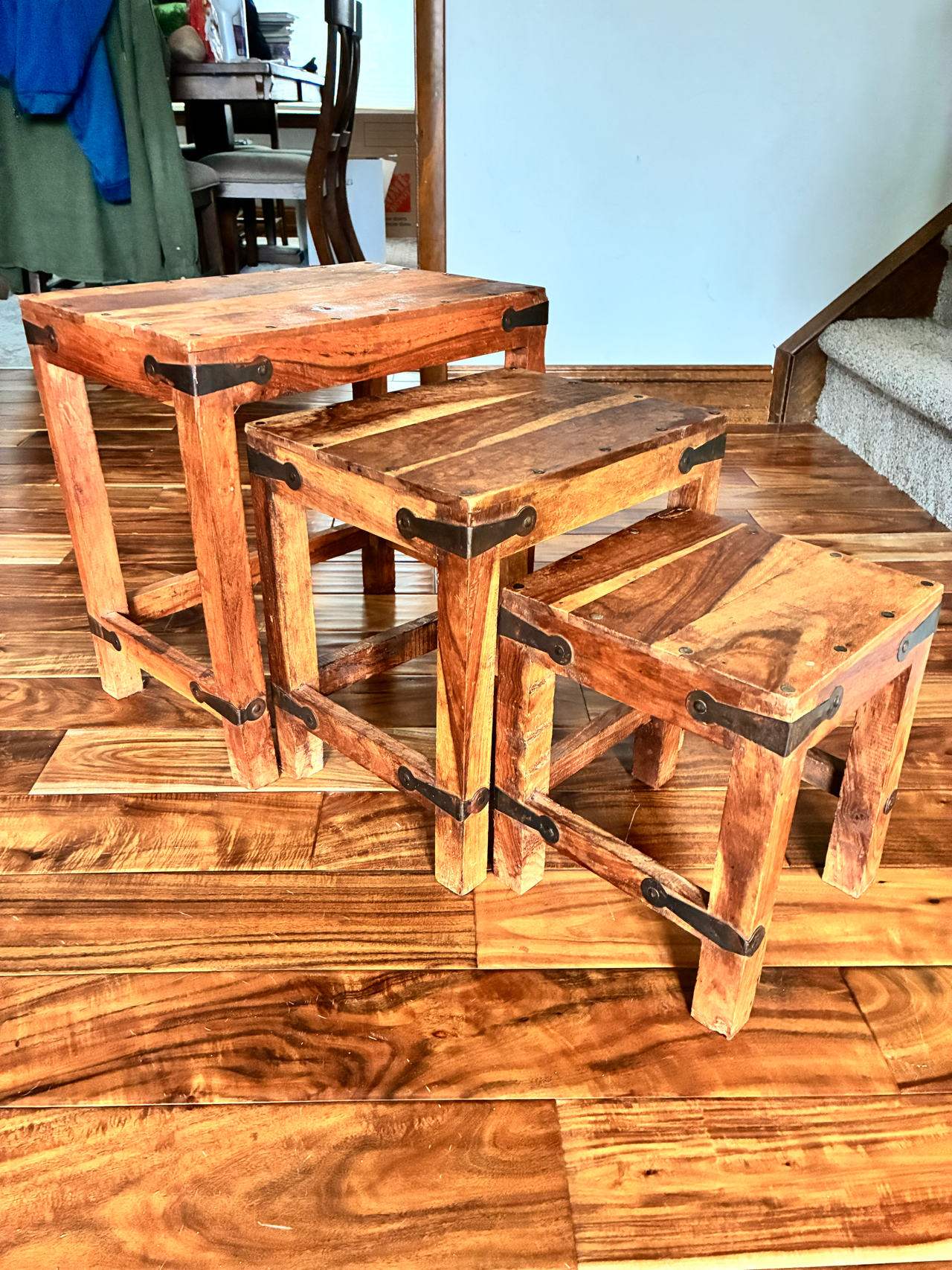 Rustic Sheesham Nesting Tables set of 3