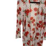 Objec Floral cover up Cardigan one size white with red roses and black polka dot - Image 3