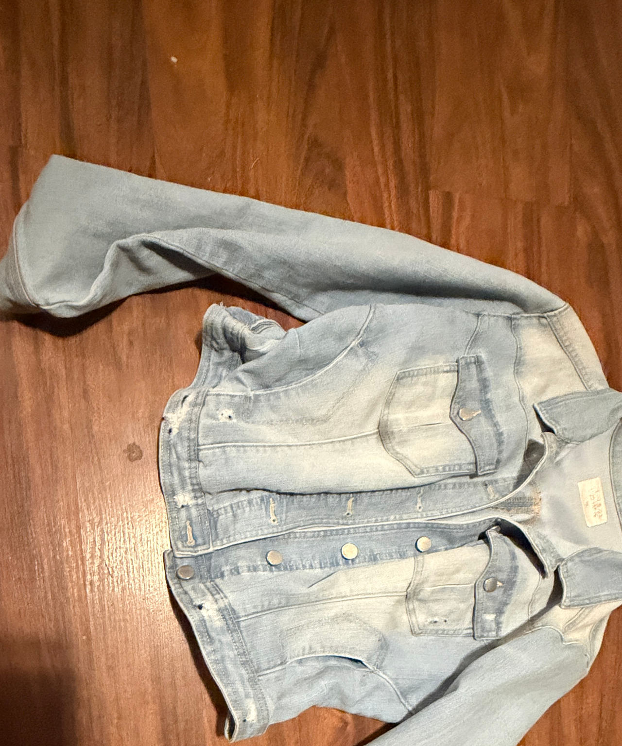 Tinsel Town Light Wash Distressed Denim Jacket