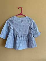 Hayden Los Angeles Girls Blue Plaid Floral Embroidered Top - Image 2