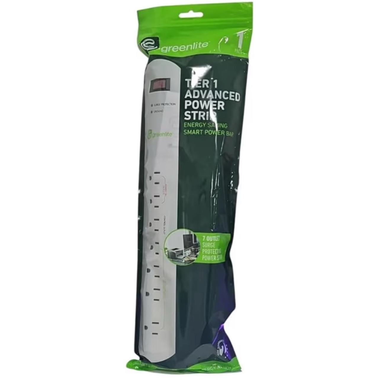 Greenlite Tier 1 Advanced Power Strip, 7 Outlets, 3 Ft Cord, 1440 Joules Surge