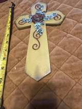 Bella Casa Wooden Wall Cross with Floral Design - Image 3