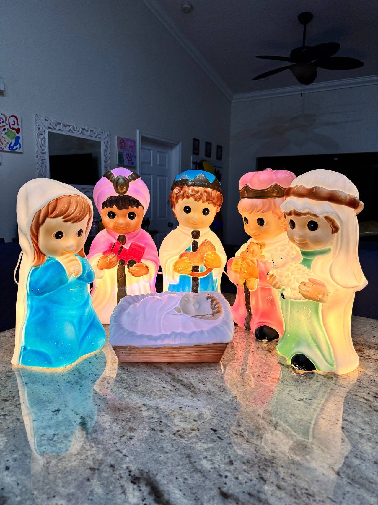 Vintage Nativity Set Lighted Blow Mold 