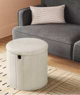 Target Folding Round Storage Ottoman Cream - Image 4