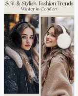 Women Winter Ear Muffs Foldable Ear Warmers Ultra Soft Fluffy Faux Fur ( Black ) - Image 6