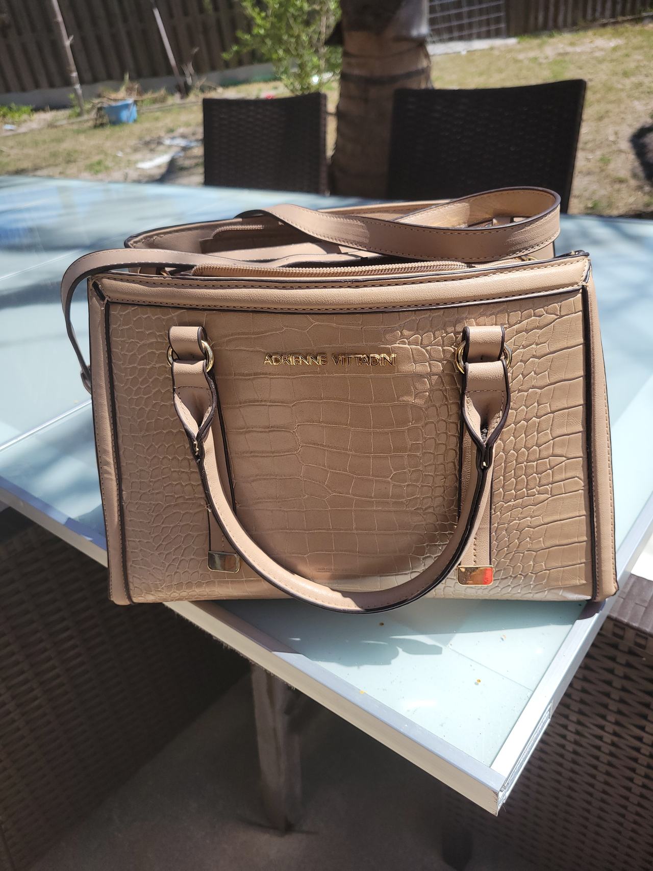 Adrienne Vittadini Croc Embossed Satchel Bag