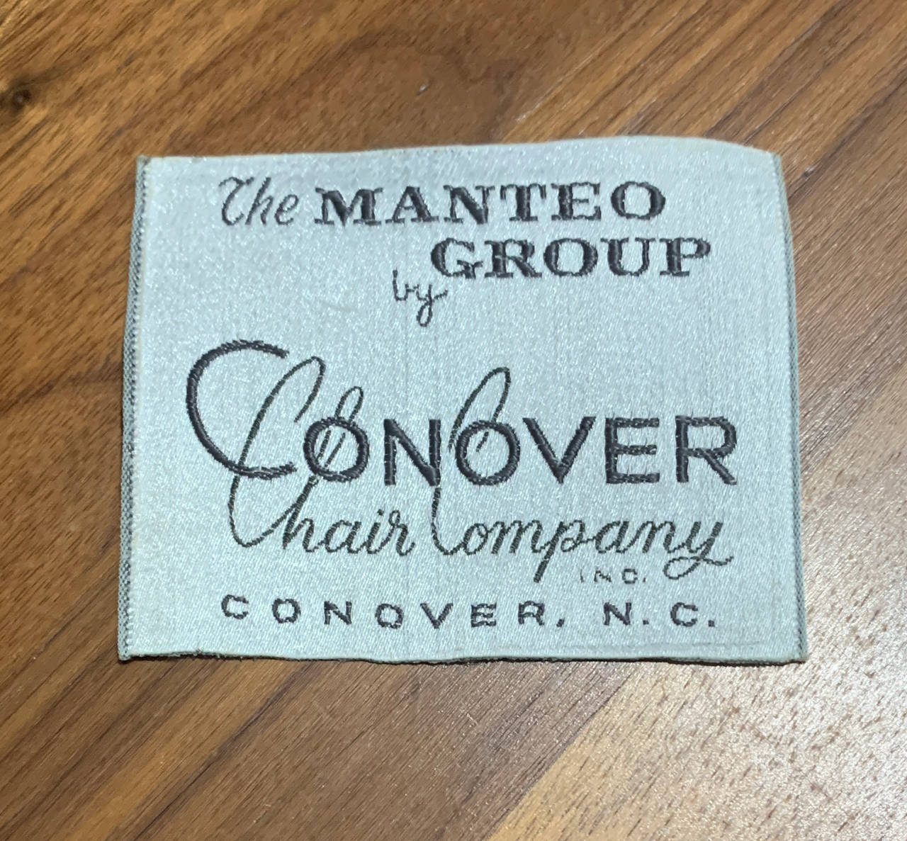 Conover Chair Company Manteo Group Furniture Label