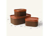 LA JOLIE MUSE Fluted Cardboard Storage Baskets Set of 3 Chocolate Brown - Image 2