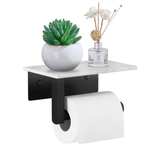 Toilet Paper Holder with Marble Shelf White - Image 2