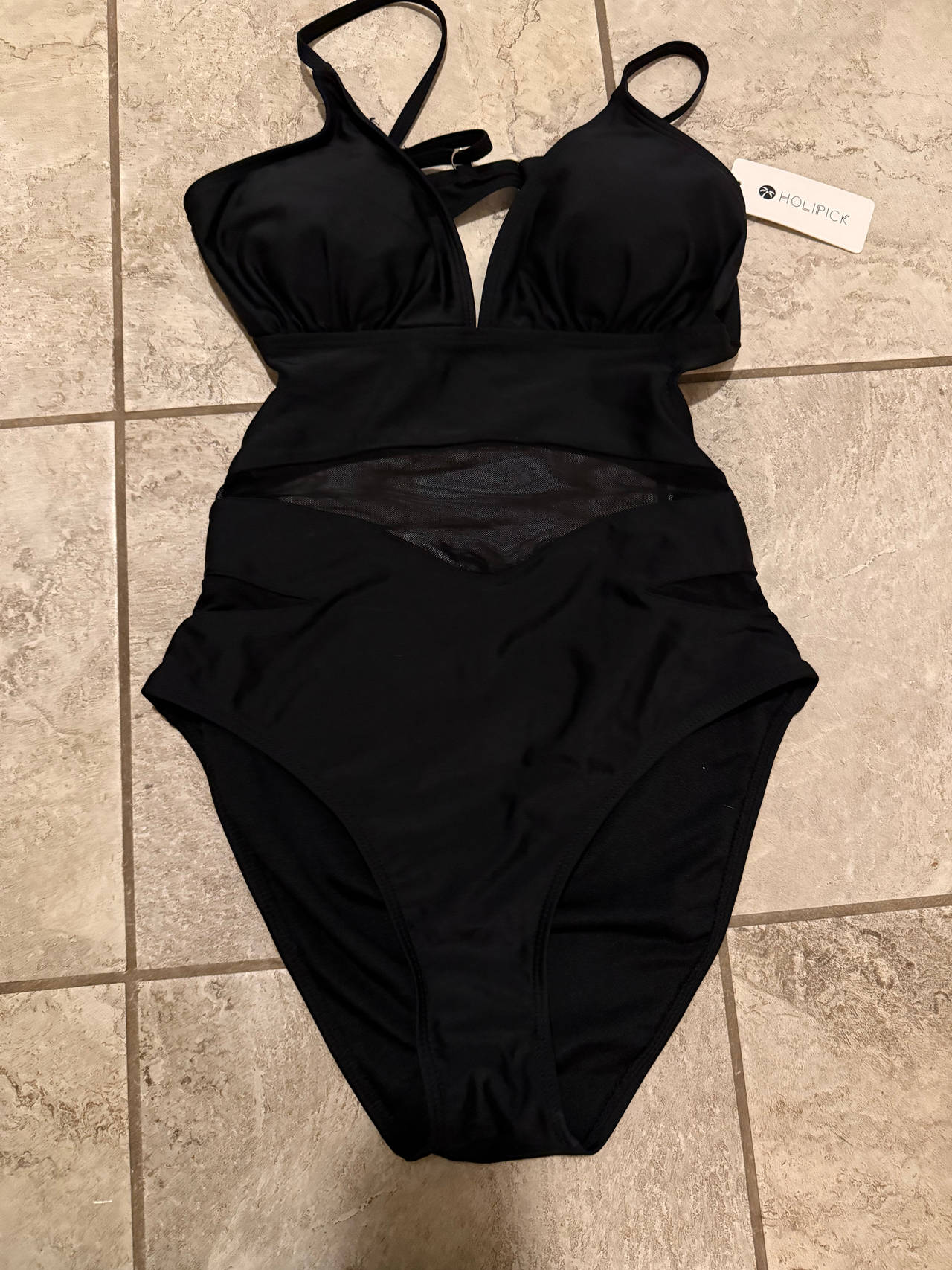 Holipick Women's Mesh Cutout One Piece Swimsuit