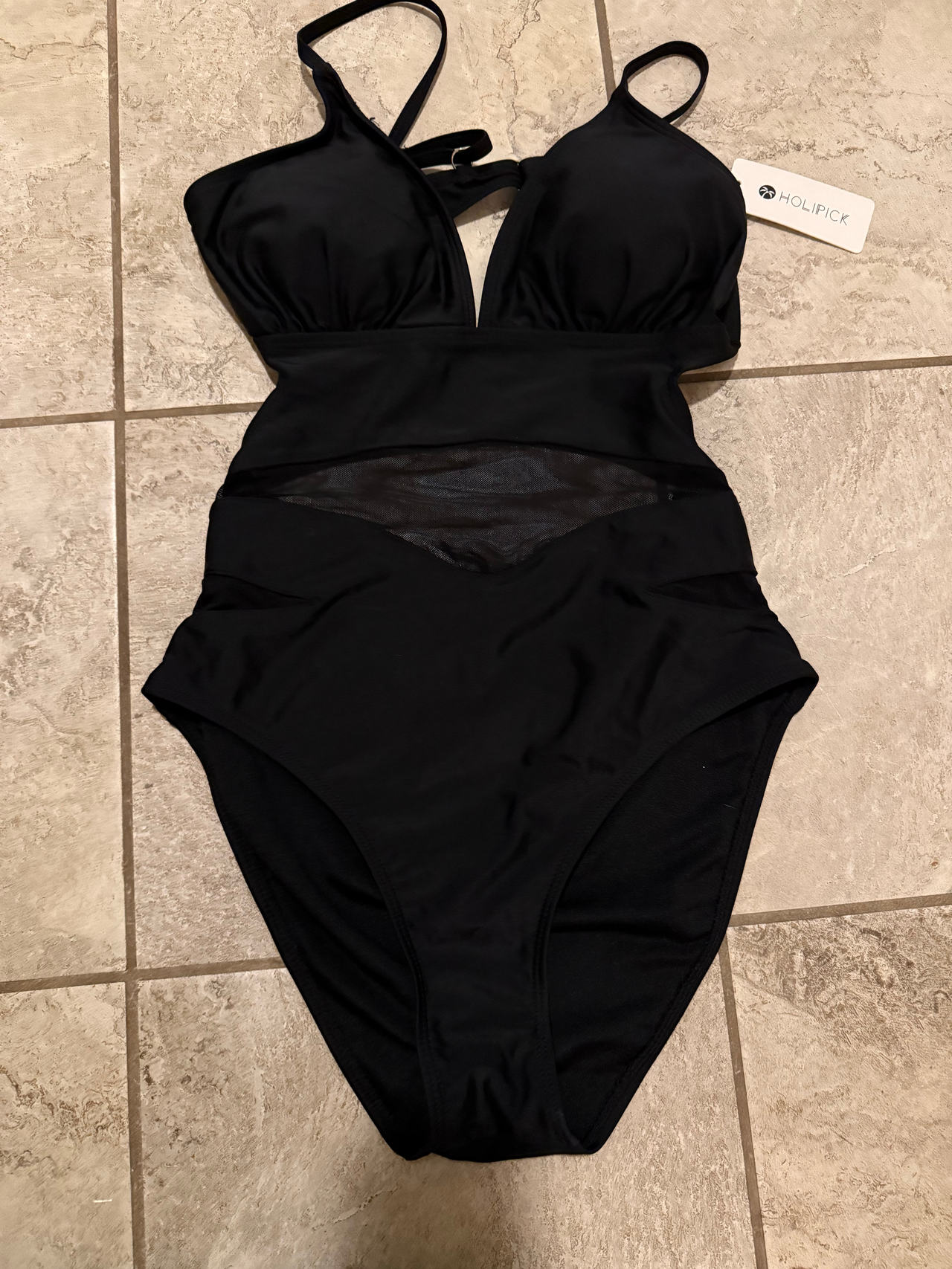 Holipick Women's Mesh Cutout One Piece Swimsuit