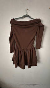 Off-Shoulder Brown Mini Dress - Image 2