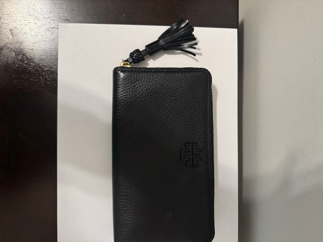 Tory Burch Black Leather Zip Wallet