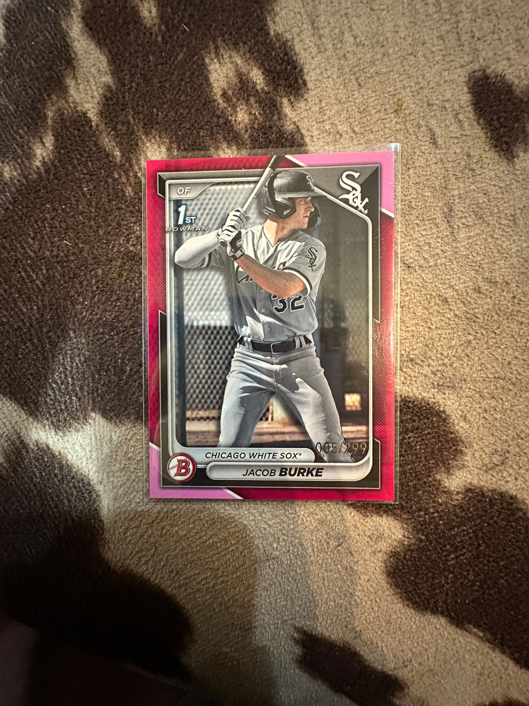 2023 Bowman Baseball Card - Jacob Burke 1st Bowman Chrome Pink Refractor
