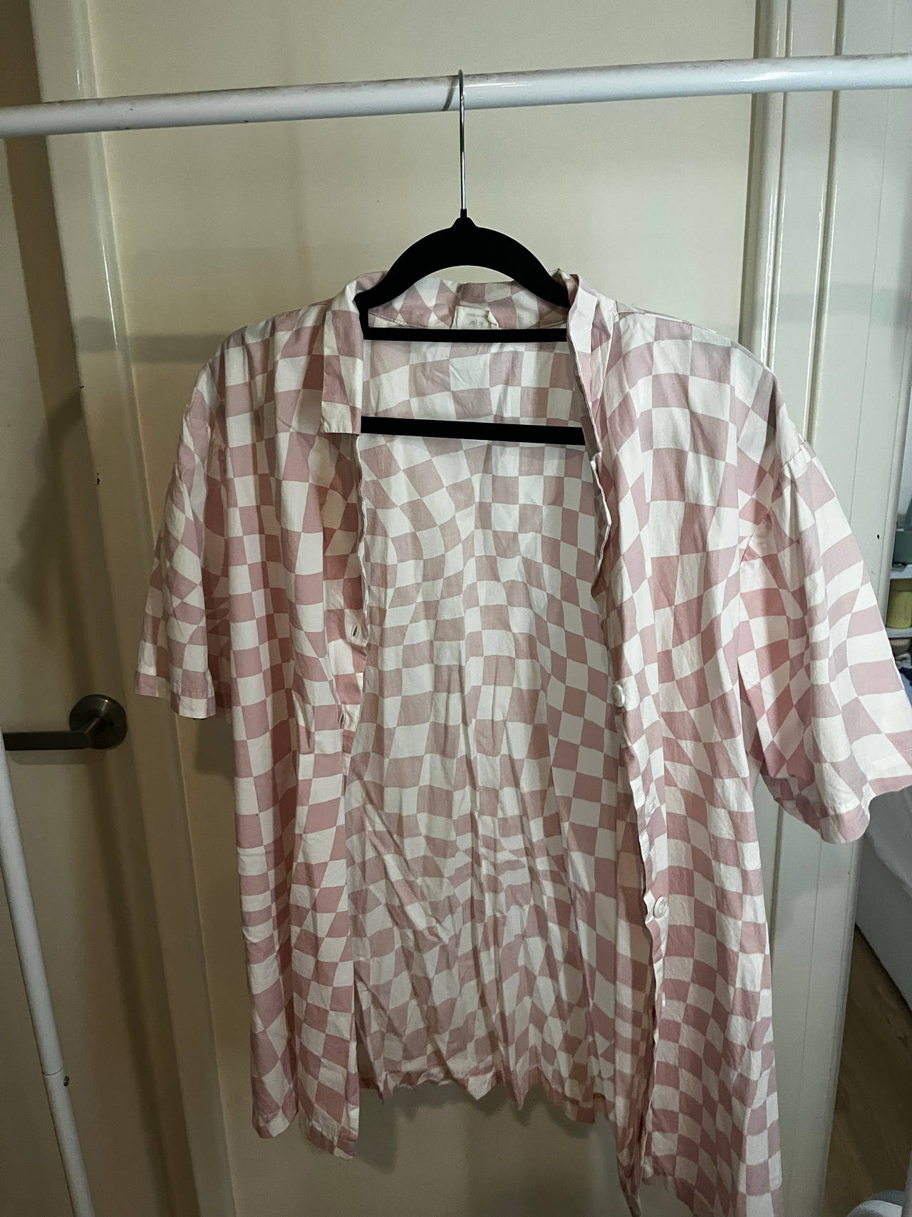 Cotton on Pink Warped Checkerboard Shirt