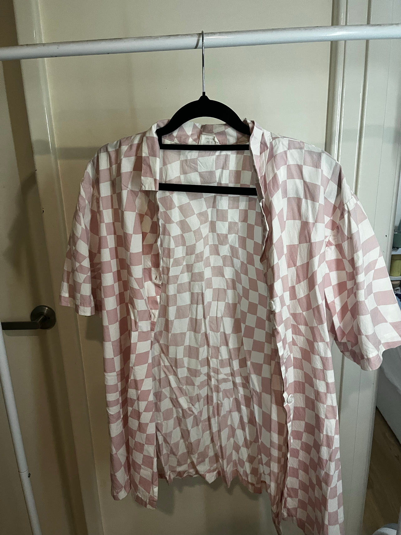 Cotton on Pink Warped Checkerboard Shirt