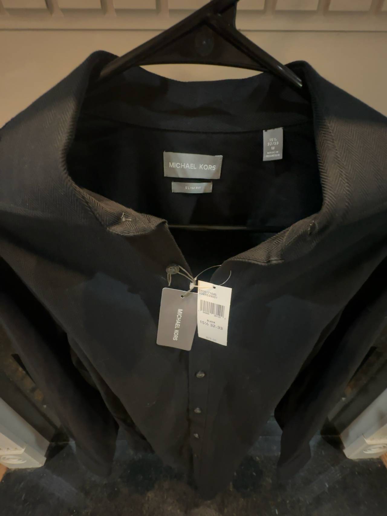 NWT Michael Kors Men's Black Long Sleeve Dress Shirt Size Medium