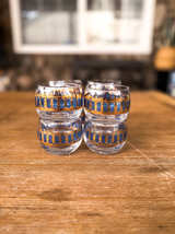 Culver Azure Scroll 22K Gold and Blue Roly Poly Glasses - Image 2