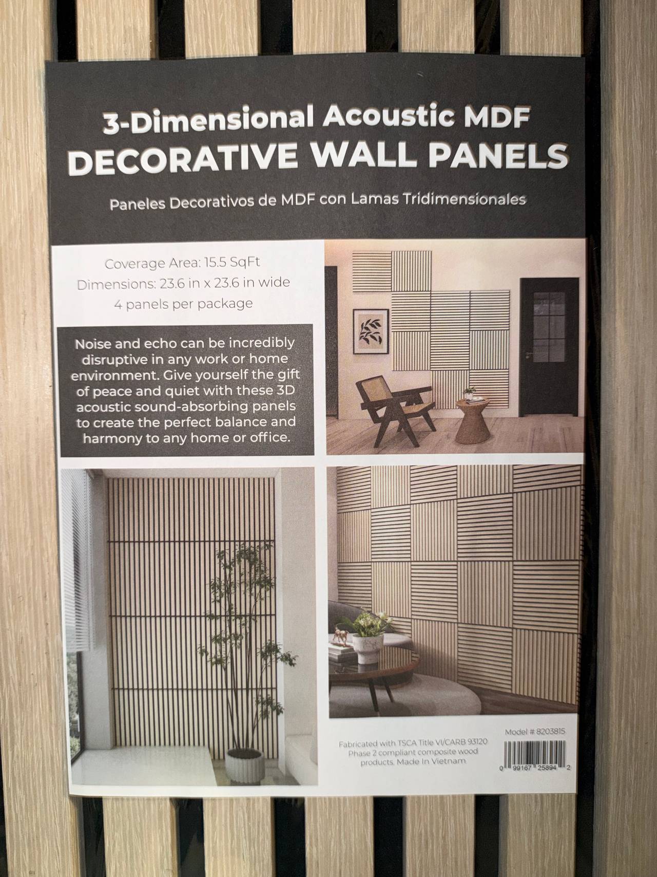 3D Acoustic MDF Wall Panel Decor 5 packs of 4