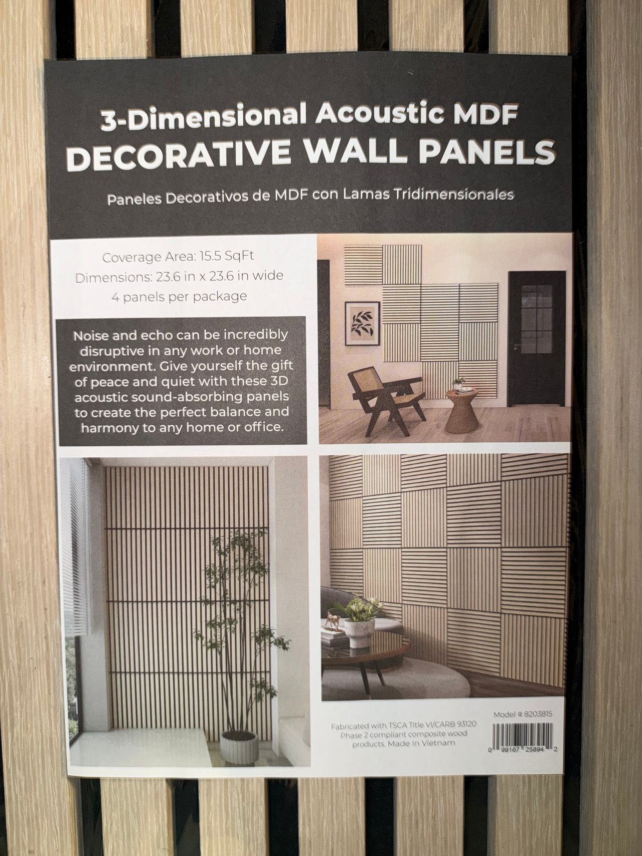 3D Acoustic MDF Wall Panel Decor 5 packs of 4