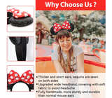 Mouse Ears Headbands, Sequin Mouse Ears, Polka Dots Shiny Bow Headband for Women - Image 3