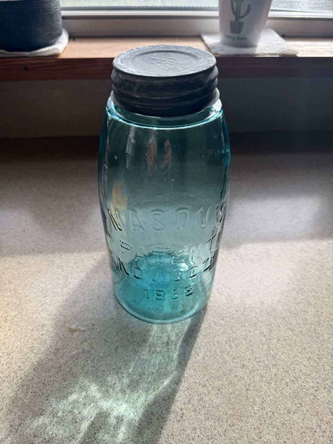 Mason's Patent Aqua Mason Jar 1-Quart Blue