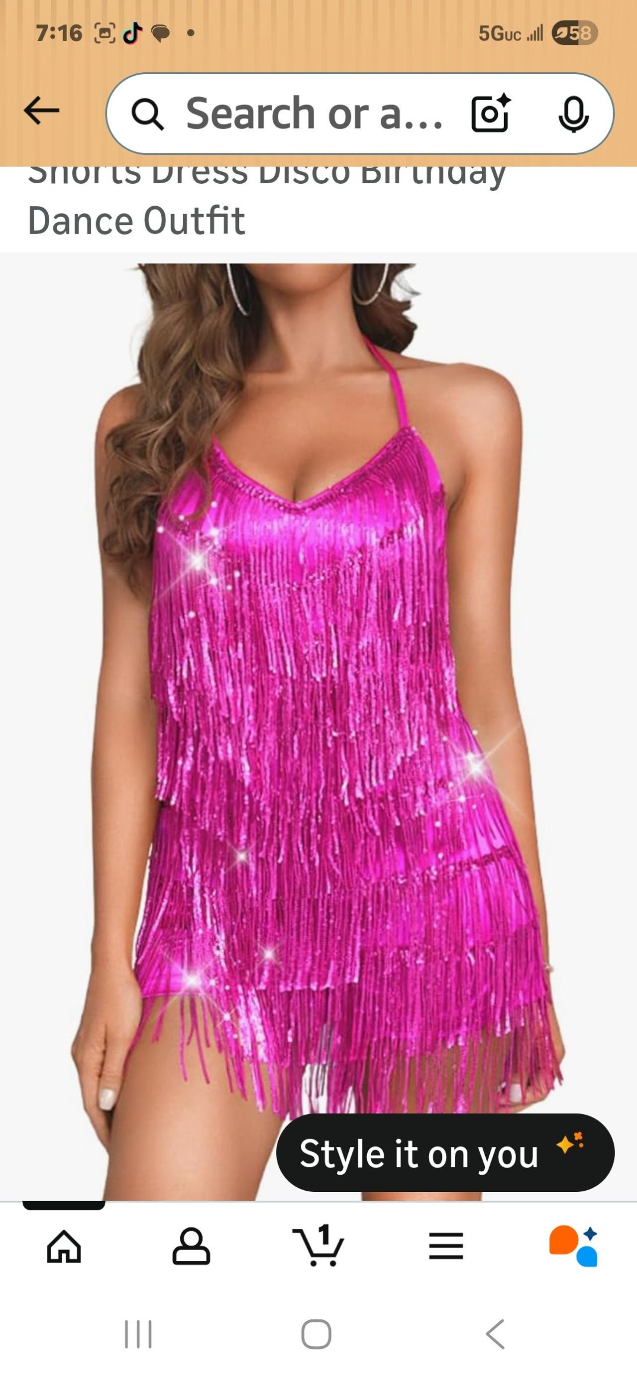 Women's Sequin Fringe Tassel Disco Party Dress