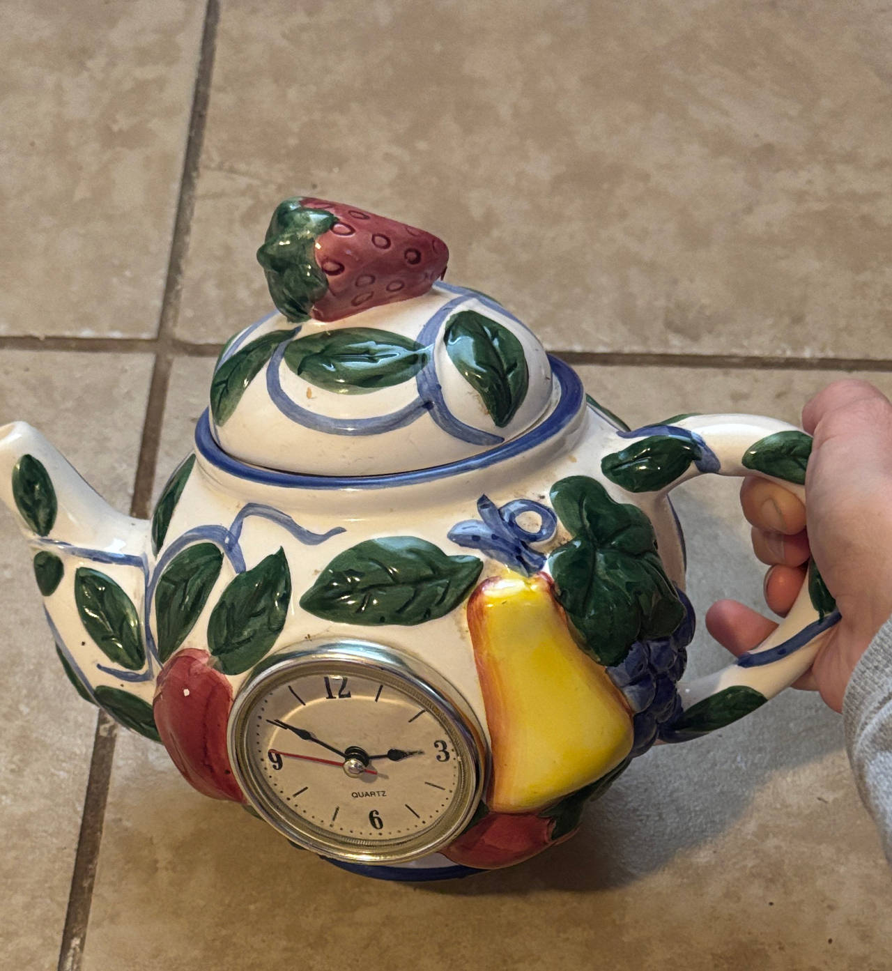 Vintage Ceramic Fruit Teapot Clock