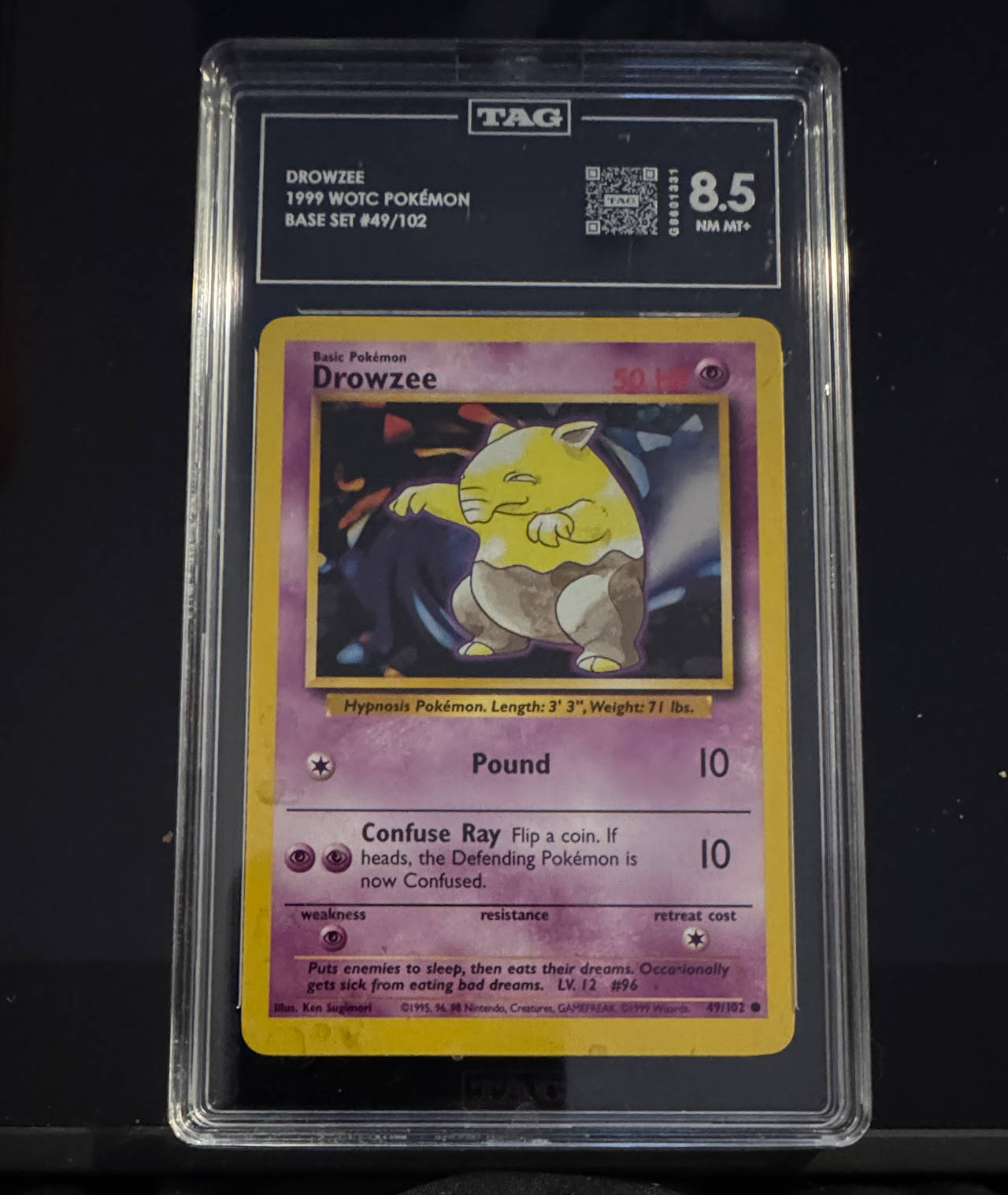 1999 Pokémon Base Set Drowzee #49/102 TAG 8.5