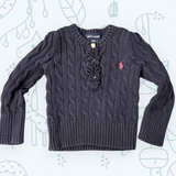 Ralph Lauren Toddler Girls Cable-Knit Ruffle Sweater - Image 1