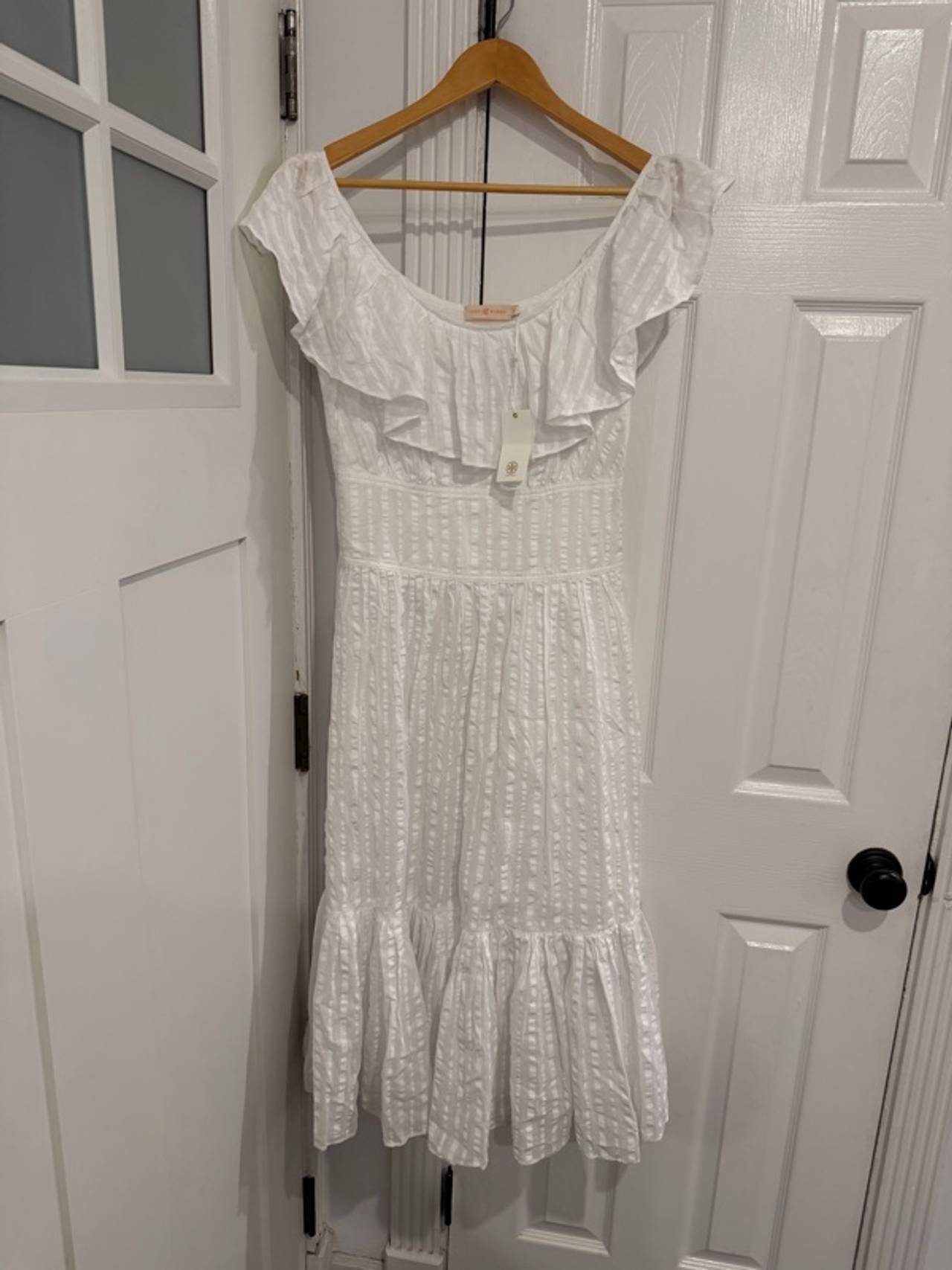 Tory Burch Striped Seersucker Dress White Size 6