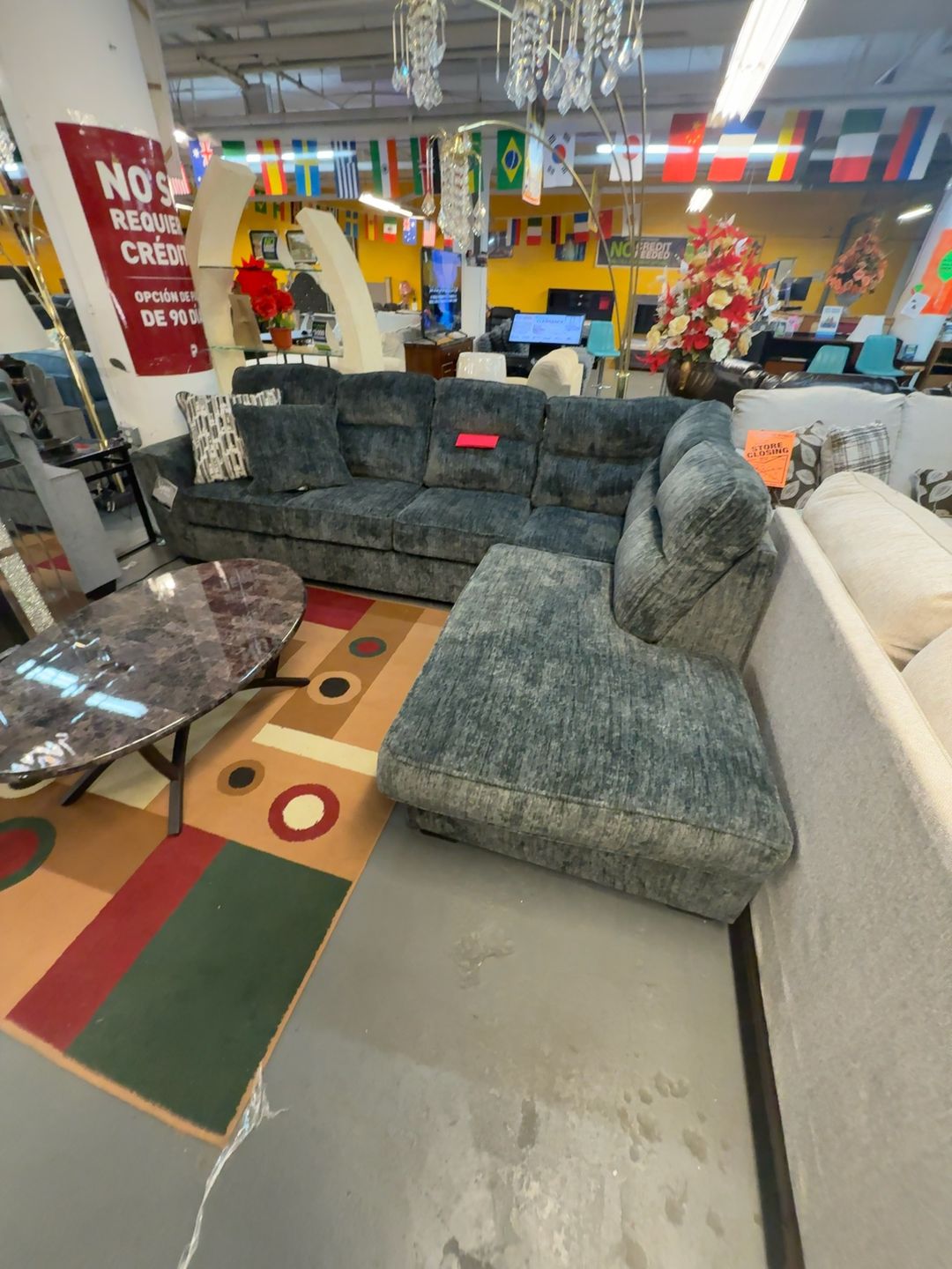 Lonoke Gunmetal 2pc RAF Chaise Sectional