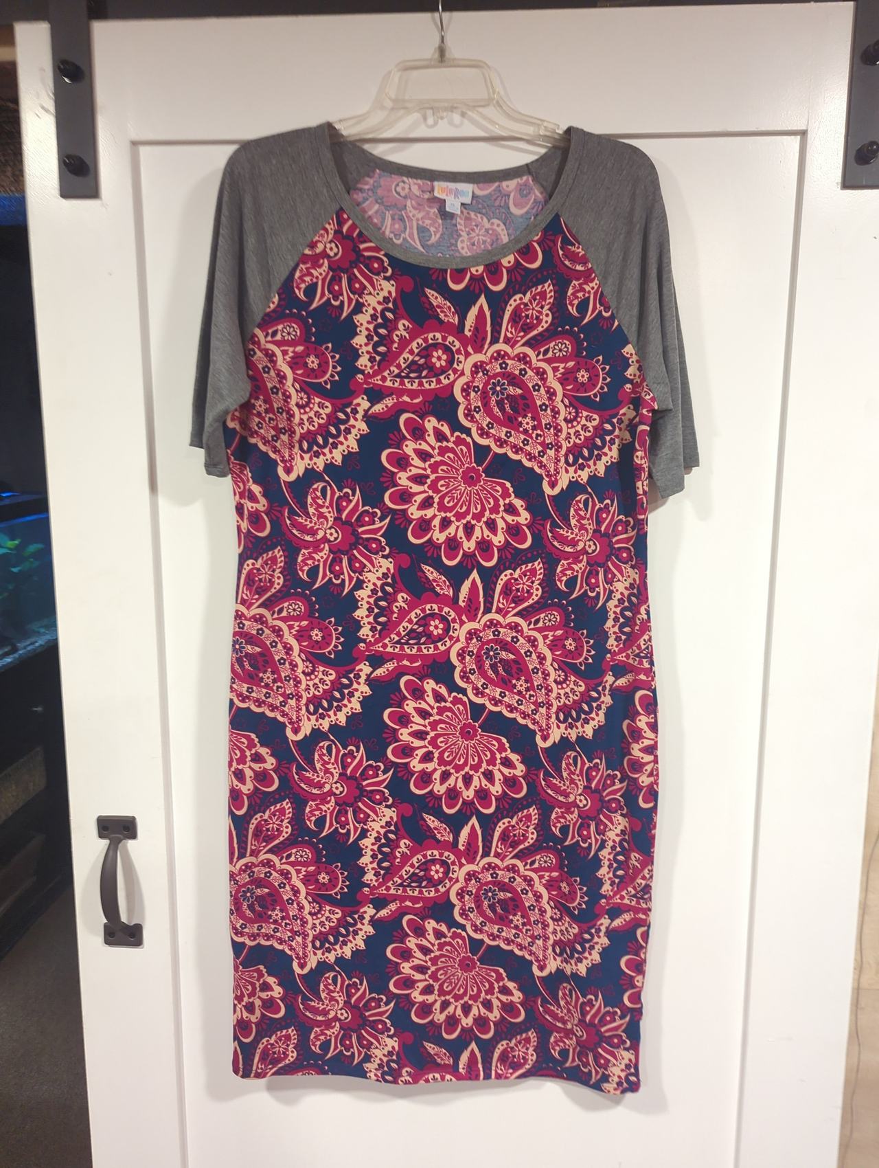 LuLaRoe Julia Dress Paisley Floral Raglan Sleeve