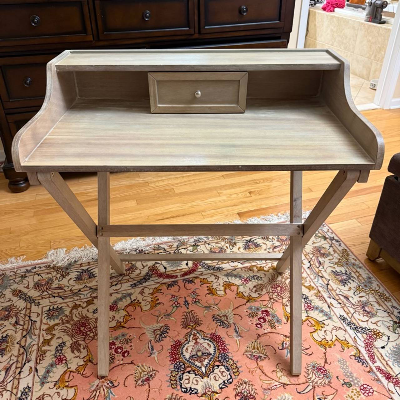 Linon Coy Folding Writing Desk with Drawer Rustic Brown