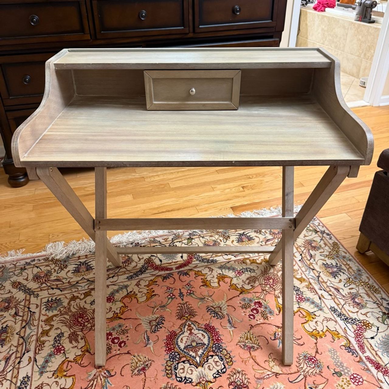 Linon Coy Folding Writing Desk with Drawer Rustic Brown