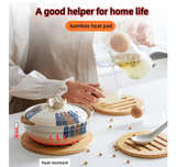 Hot Pads Trivet,Table Solid Bamboo Wood Trivets for Hot Dishes and Pot with Non- - Image 5
