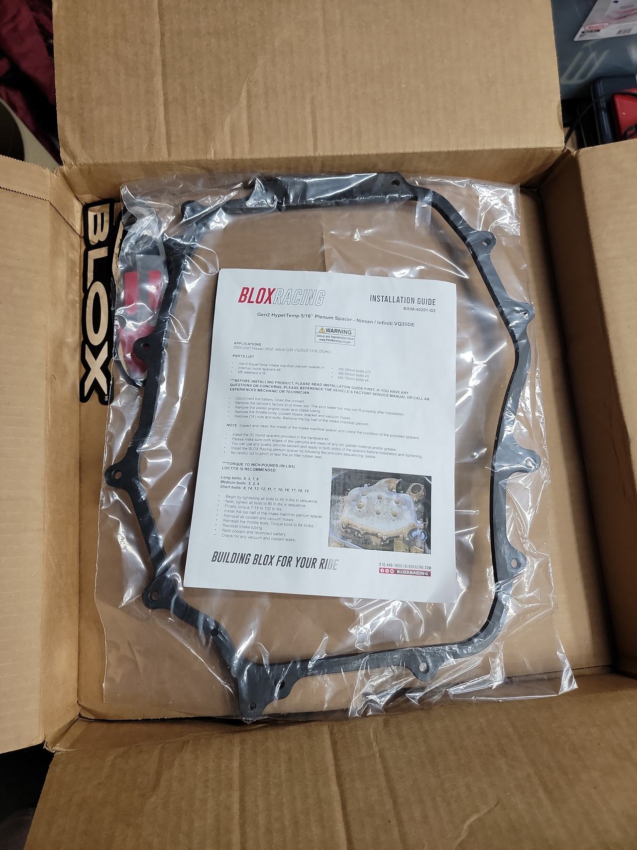 Blox Racing Gen2 Hyper-Temp 5/16" Plenum Spacer for Nissan/Infiniti VQ35DE