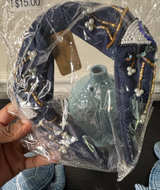 Beaded Denim Knotted Headband - Image 1