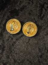 Vintage Avon gold-tone beaded dome clip-on earrings w/ AB rhinestones - Image 3