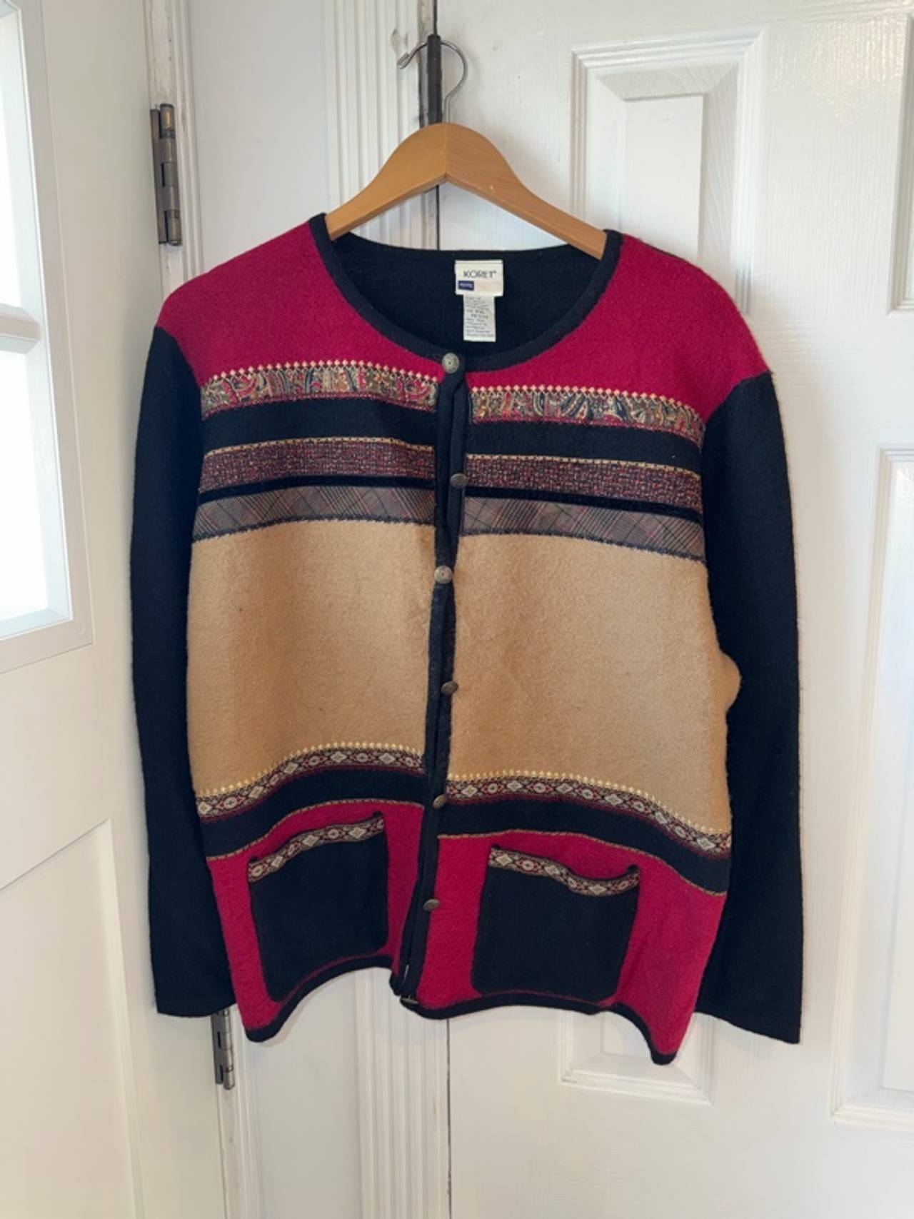 Koret Vintage Embroidered Sweater PXL PETITE 100% WOOL